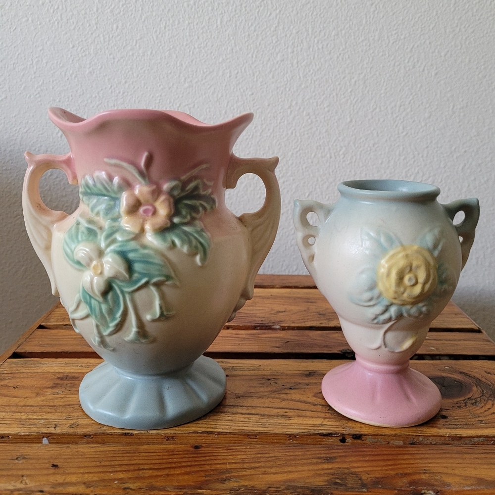 Vintage Hull Art USA Floral Vases Small & Large Wildflower Pottery
